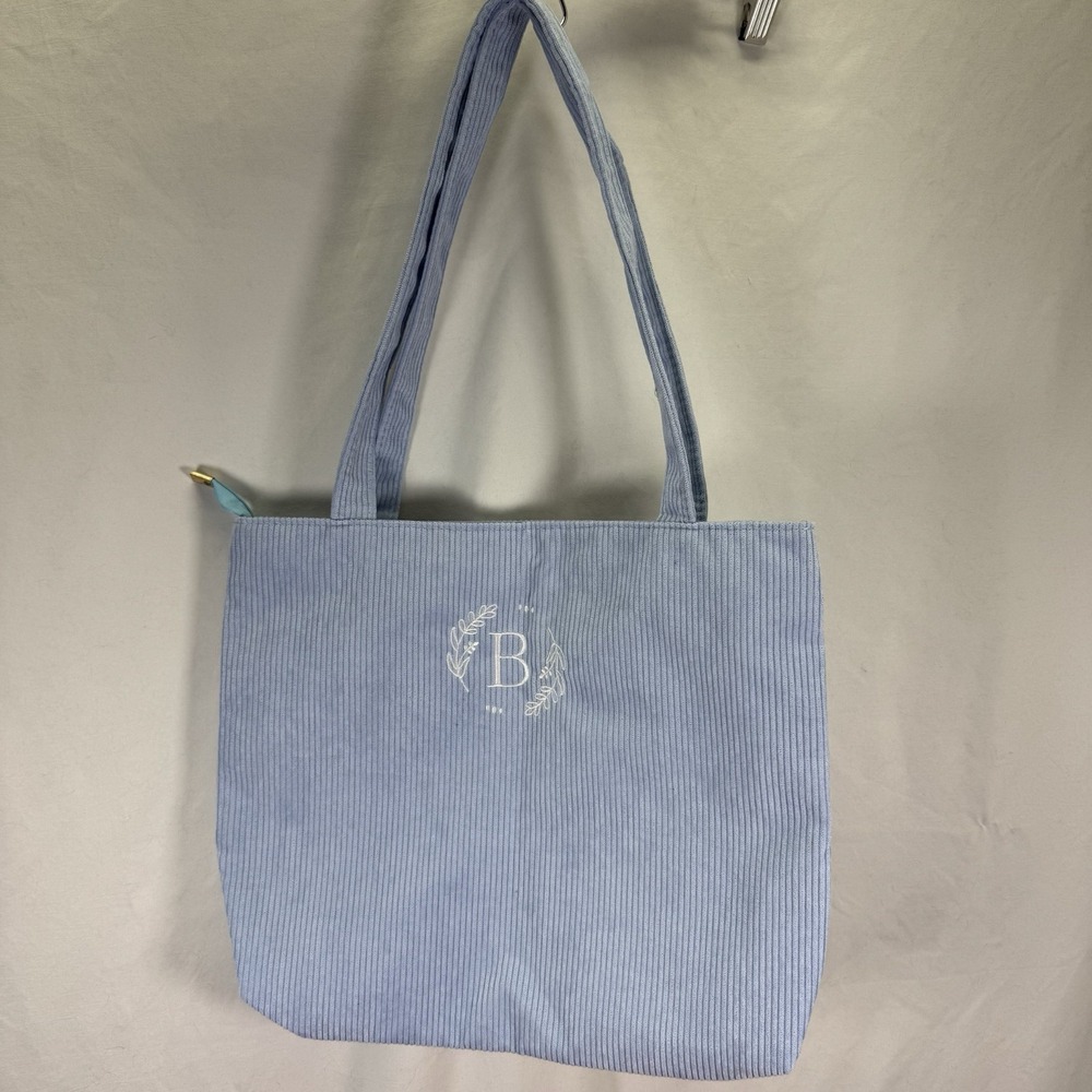 NWOT Baby Blue Fashion Instinct Corduroy Shoulder Bag Embroidered B‎